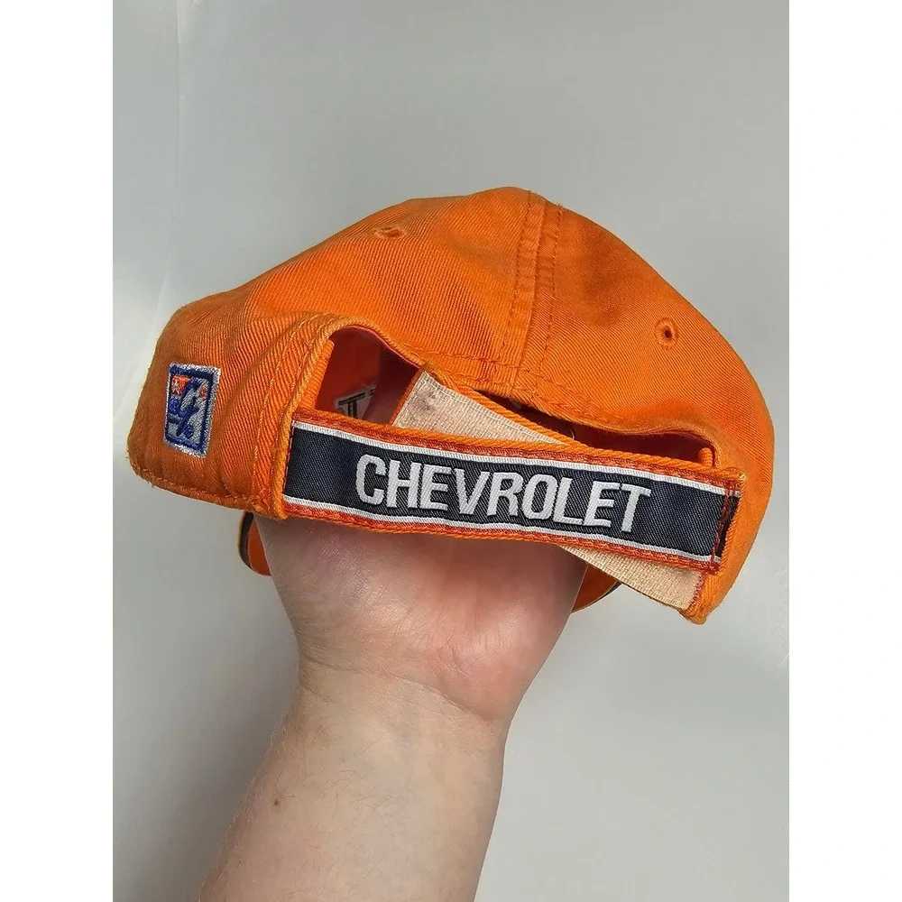 Chevrolet Hat Orange Embroidered Gold Bowtie Logo Adjustable Baseball Cap Mens